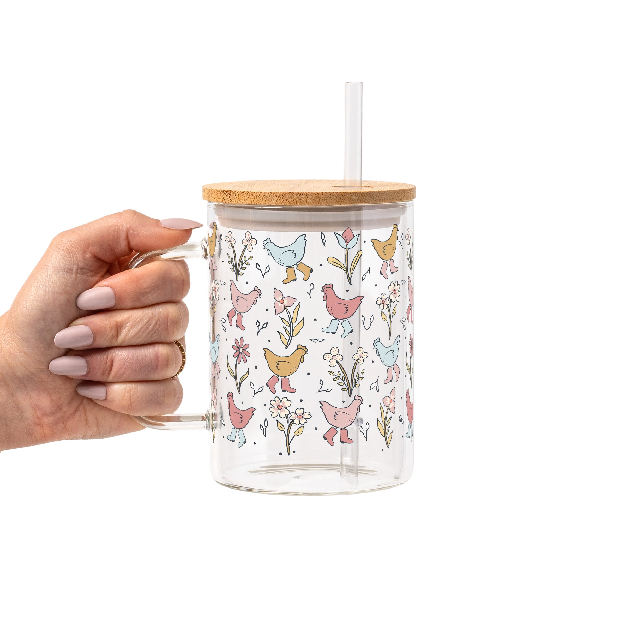 Funky Chickens Glass Cup