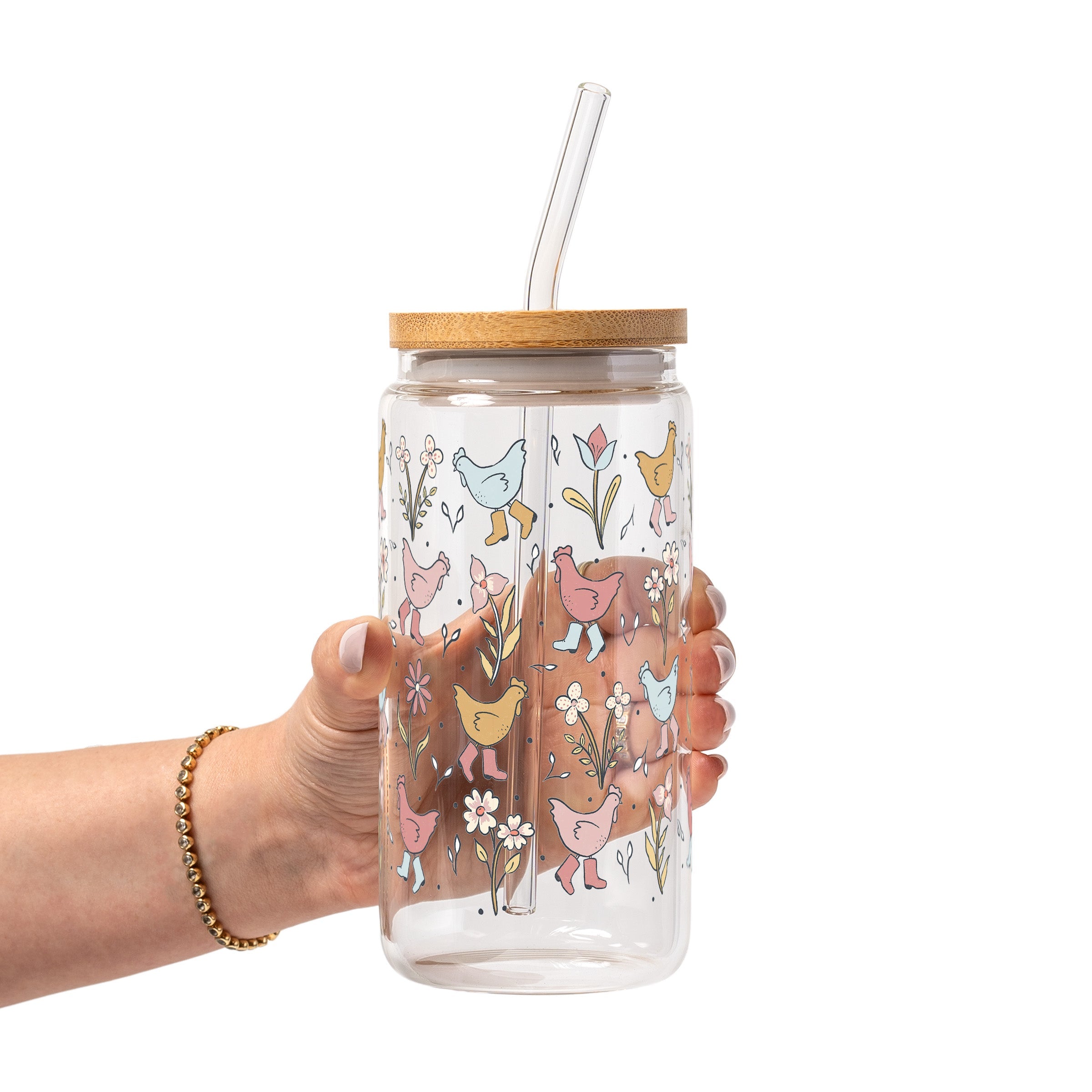 Funky Chickens Glass Cup