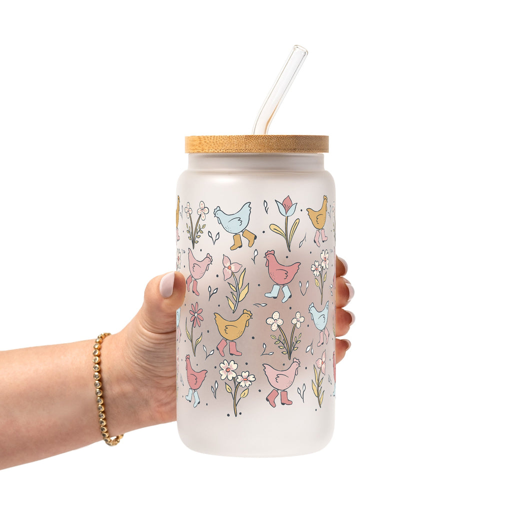 Funky Chickens Glass Cup