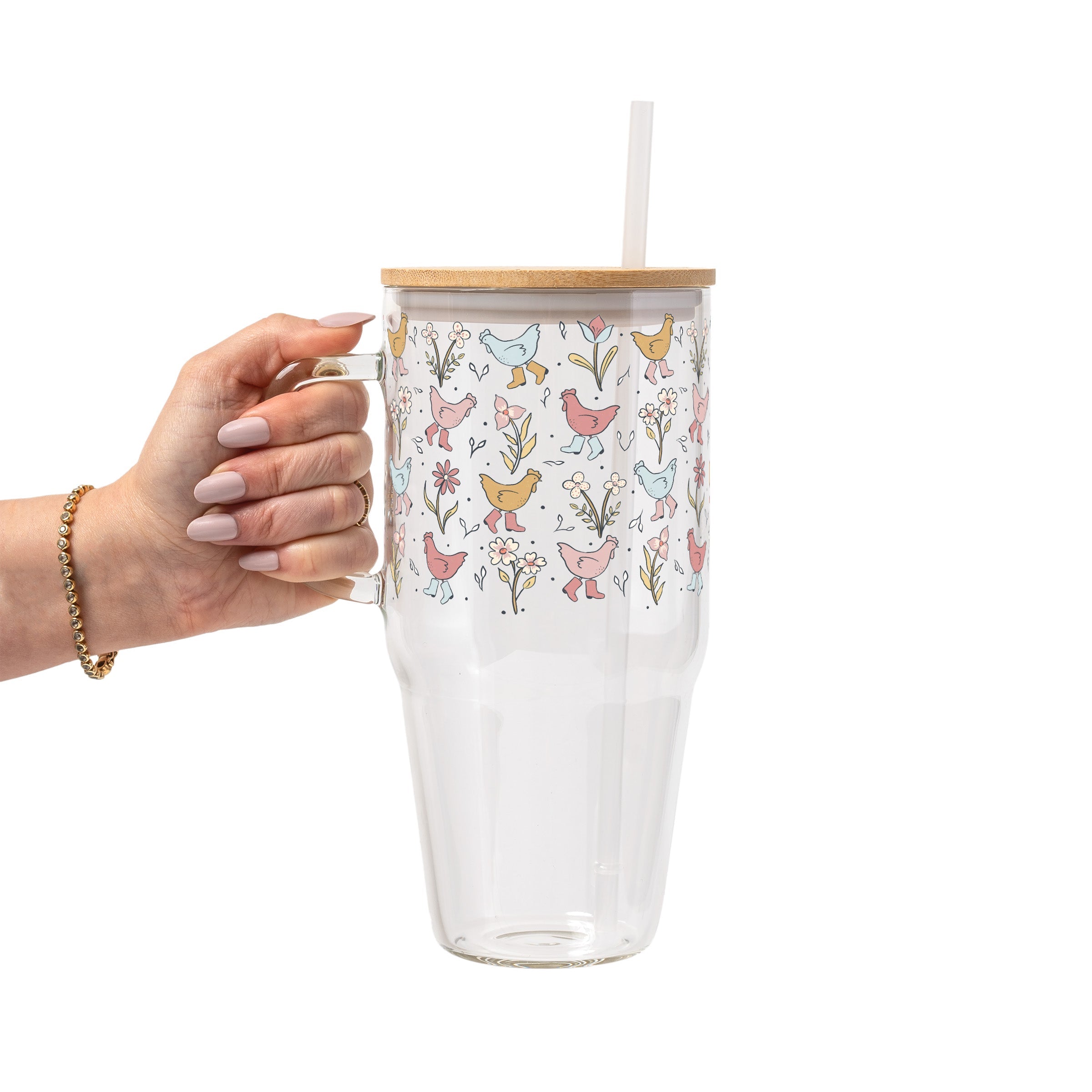 Funky Chickens Glass Cup