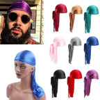 Adjustable Men Women Chemo Cap Pre-Tied Headwrap Bandana Silk Durag Pirate Hat Turban Hijab