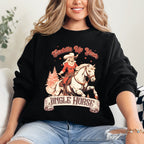 Saddle Up Your Jingle Horse Cowboy Cowgirl Christmas Carol Western Holiday Edition Sweatshirt