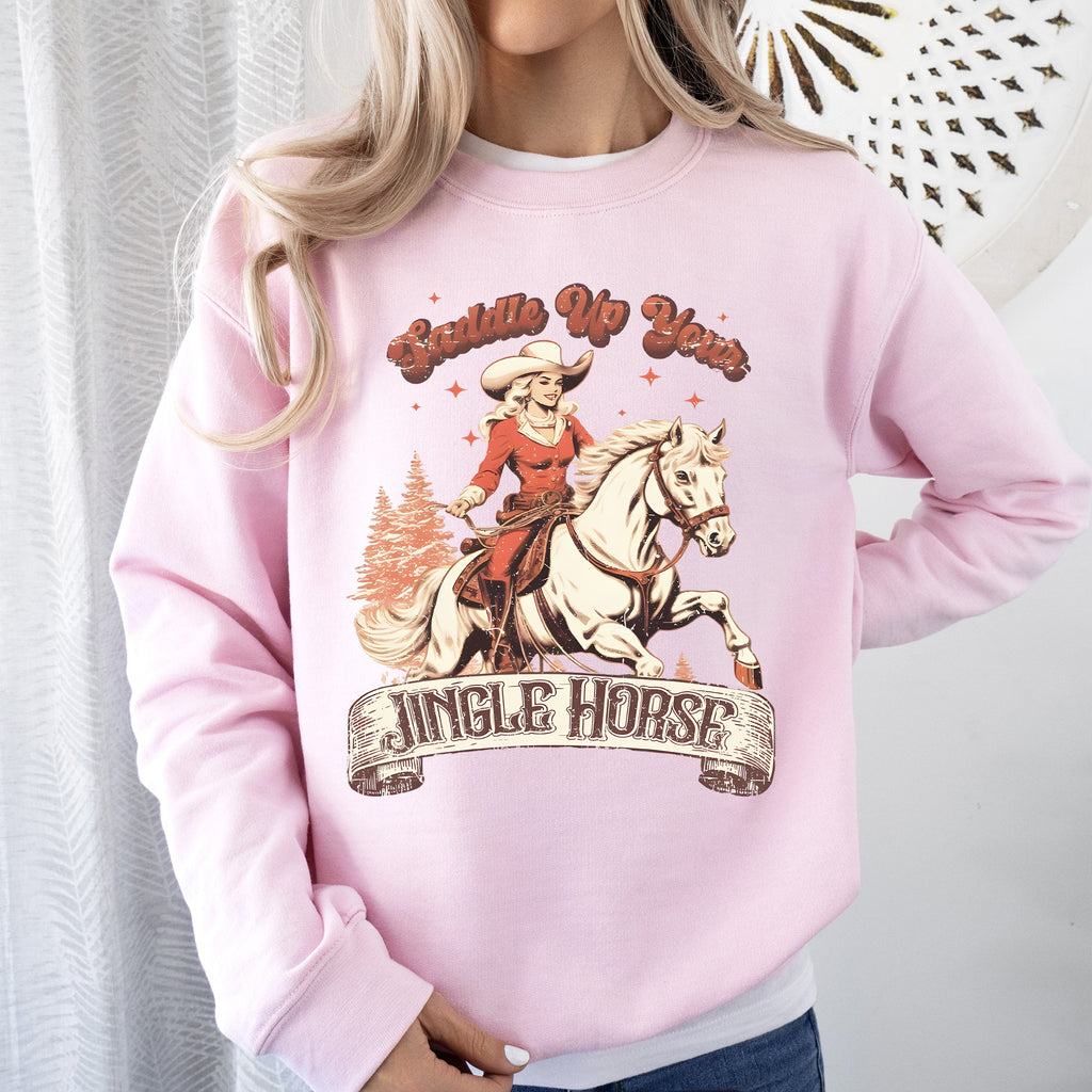 Saddle Up Your Jingle Horse Cowboy Cowgirl Christmas Carol Western Holiday Edition Sweatshirt