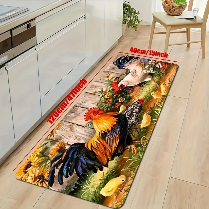 VIKAMA Chicken Kitchen Carpet Soft and Comfortable Laundry Room Floor Mat Entrance Corridor Carpet Home Decoration