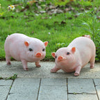 Cute Pink Piggy Resin Statue, Figures Pig DIY Crafts,Garden Decoration, For Tabletop Yard Lawn Porch Balcony Patio Outdoor Decor