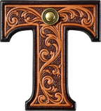 Baha Ranch Monogrammed Initial Western Leather Look Saddle Longhorn Cowboy Cowgirl Kitchen Dish Towels Made in America