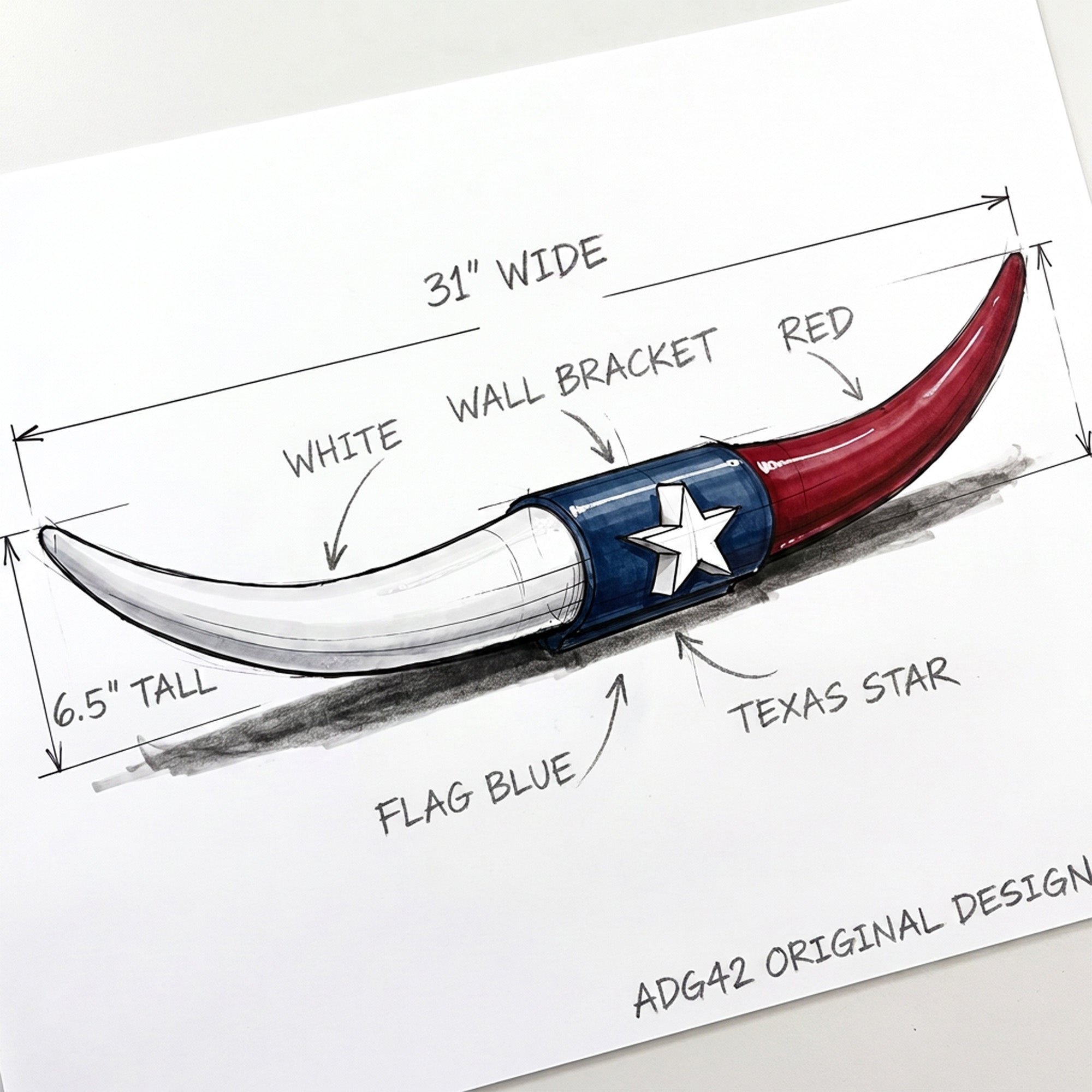 ADG42 Texas Flag Steer Horns Themed Decor