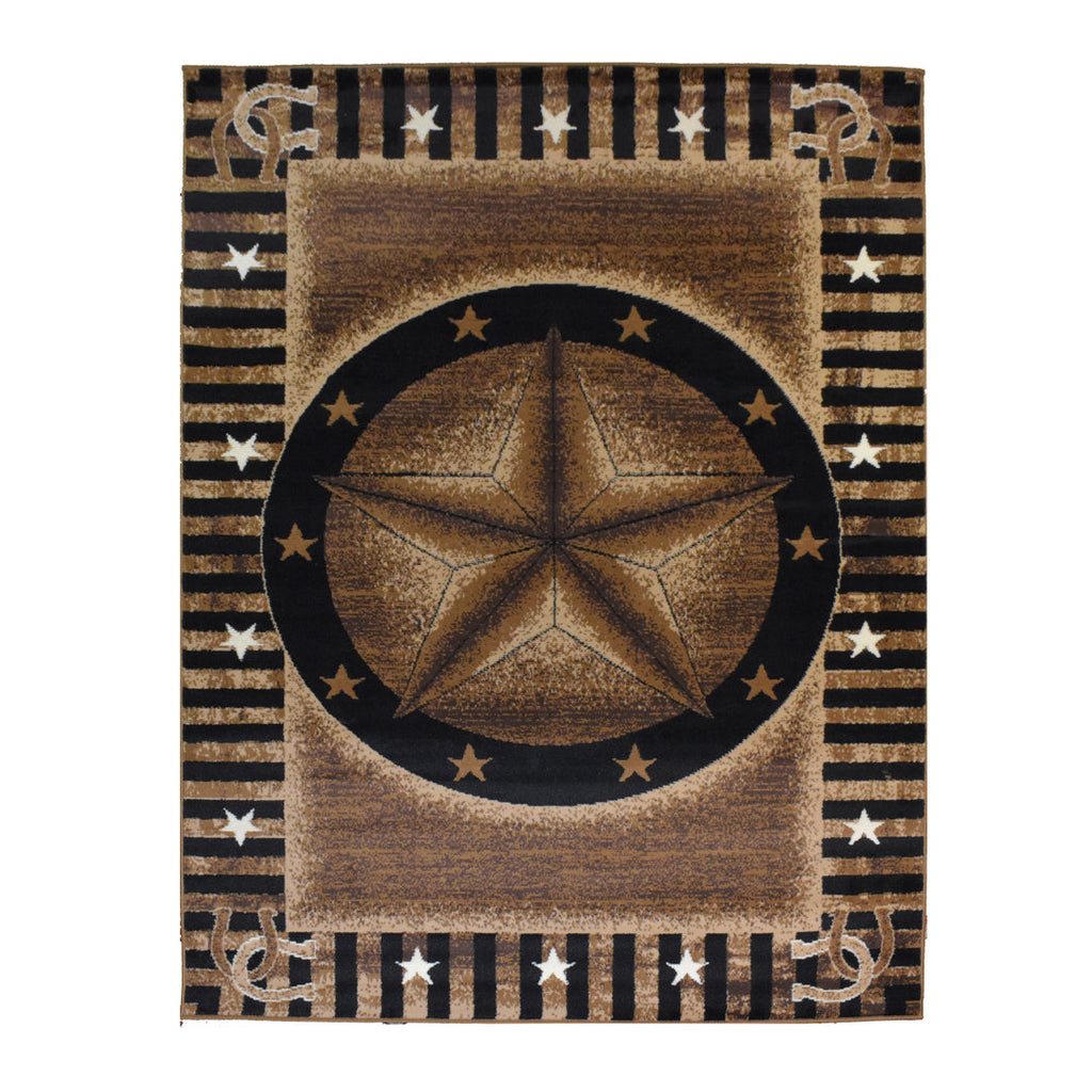Great West Rustic Western Star Area Rug, Polypropylene Indoor Carpet for Living Room, Bedroom & Entryway