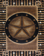 Great West Rustic Western Star Area Rug, Polypropylene Indoor Carpet for Living Room, Bedroom & Entryway