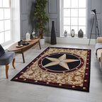 Great West Western Star Polypropylene Area Rug for Living Room, Bedroom & Entryway | Rustic Farmhouse Indoor Carpet | Soft 0.35" Pile Height