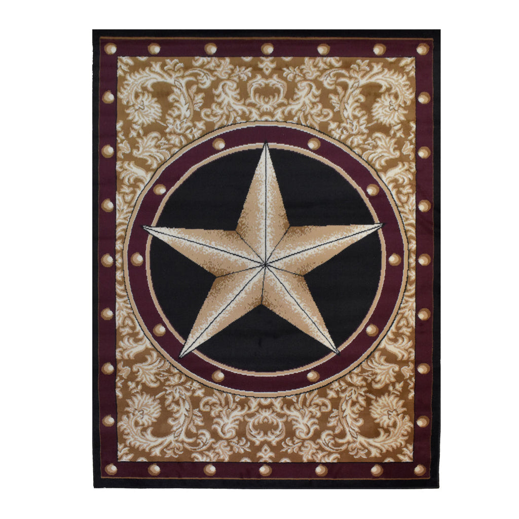 Great West Western Star Polypropylene Area Rug for Living Room, Bedroom & Entryway | Rustic Farmhouse Indoor Carpet | Soft 0.35" Pile Height