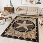 Great West Western Star Polypropylene Area Rug for Living Room, Bedroom & Entryway | Rustic Farmhouse Indoor Carpet | Soft 0.35" Pile Height