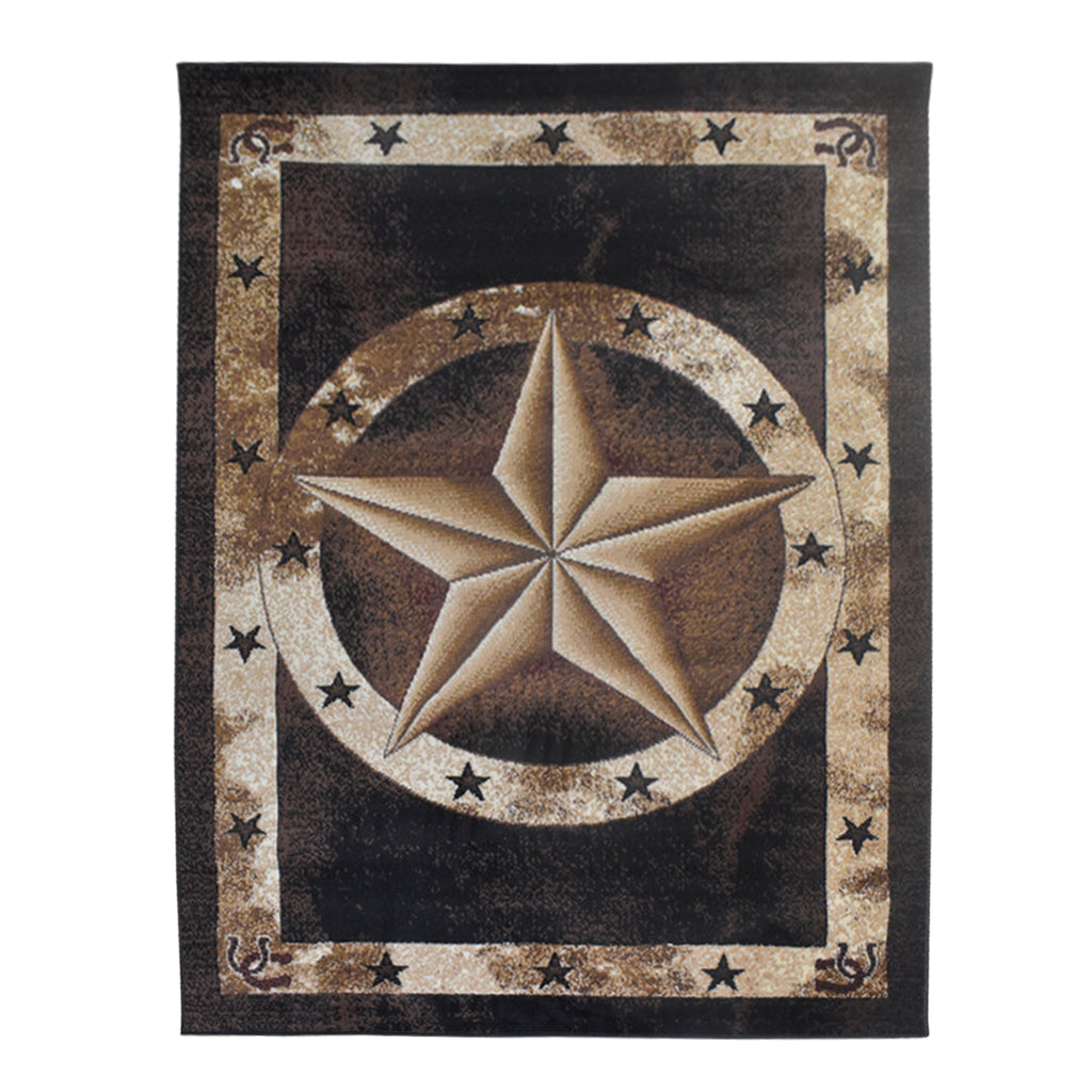 Great West Western Star Polypropylene Area Rug for Living Room, Bedroom & Entryway | Rustic Farmhouse Indoor Carpet