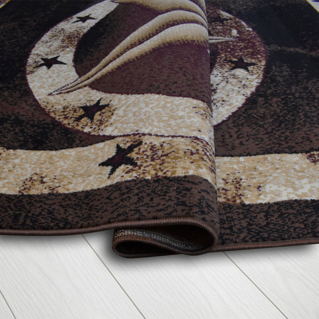 Great West Western Star Polypropylene Area Rug for Living Room, Bedroom & Entryway | Rustic Farmhouse Indoor Carpet