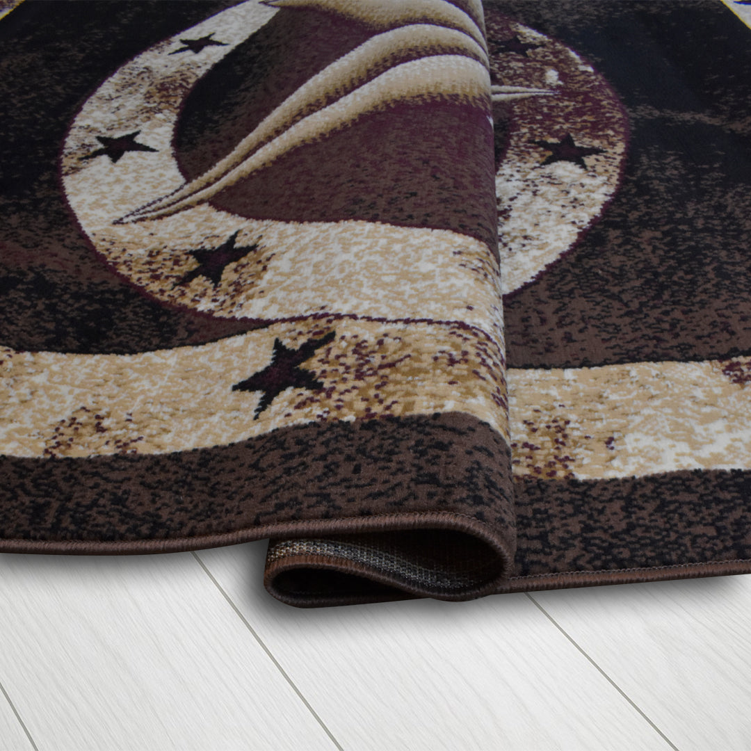 Great West Western Star Polypropylene Area Rug for Living Room, Bedroom & Entryway | Rustic Farmhouse Indoor Carpet