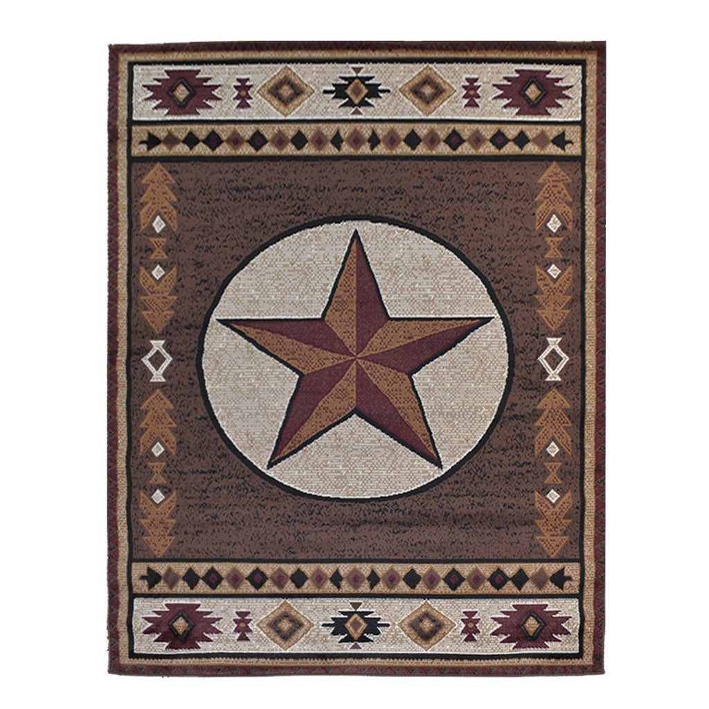 Great West Rustic Western Area Rug with Southwestern Geometric Border | Polypropylene Indoor Carpet