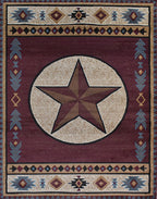 Great West Rustic Western Area Rug with Southwestern Geometric Border | Polypropylene Indoor Carpet