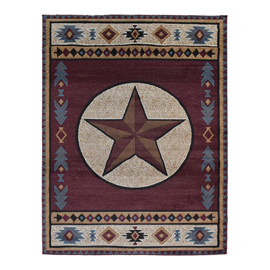Great West Rustic Western Area Rug with Southwestern Geometric Border | Polypropylene Indoor Carpet