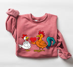 Retro Chicken Lovers Funny Vintage Valentine's Day Poultry Humor Inspired By Classic Farmhouse Style Sweatshirt