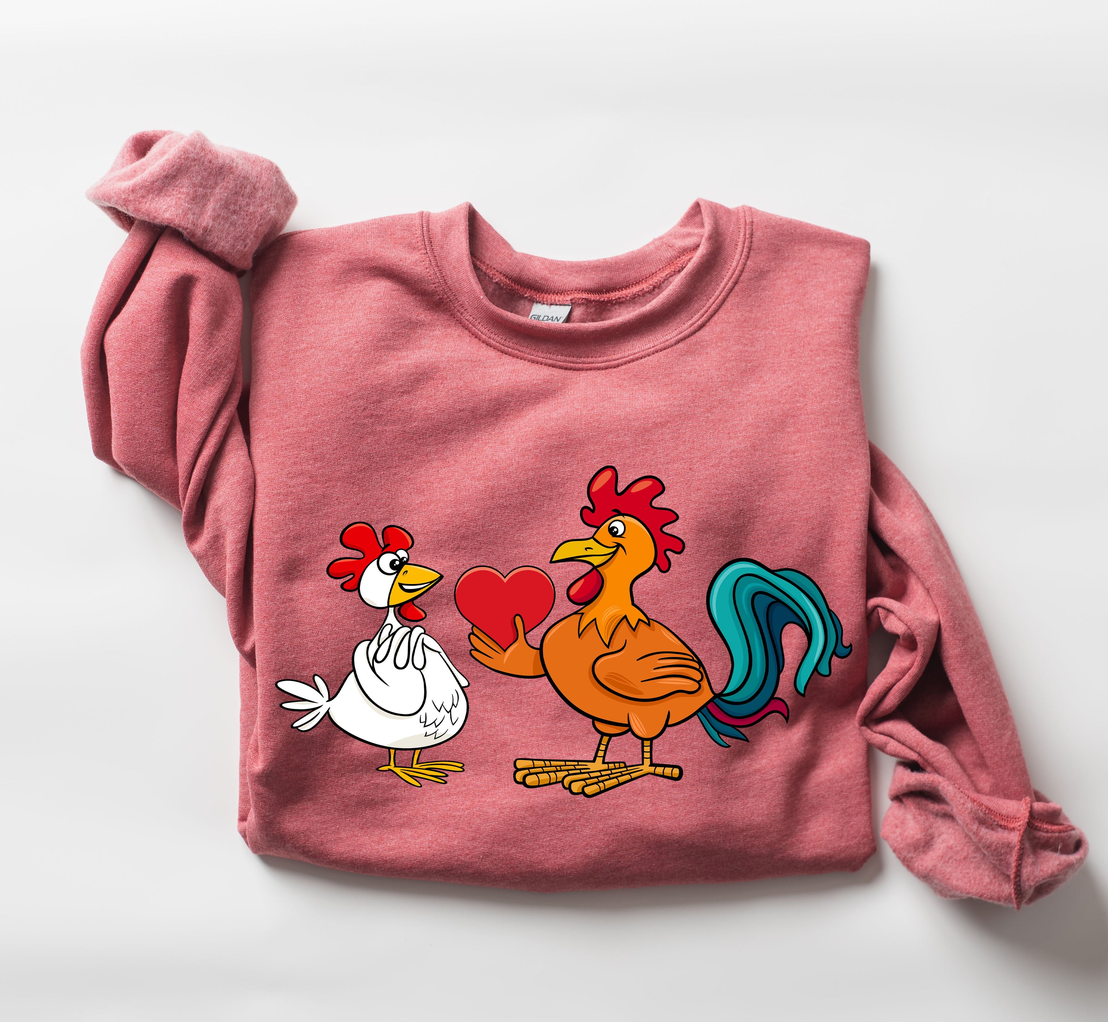 Retro Chicken Lovers Funny Vintage Valentine's Day Poultry Humor Inspired By Classic Farmhouse Style Sweatshirt