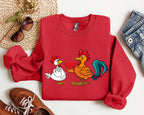 Retro Chicken Lovers Funny Vintage Valentine's Day Poultry Humor Inspired By Classic Farmhouse Style Sweatshirt