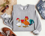 Retro Chicken Lovers Funny Vintage Valentine's Day Poultry Humor Inspired By Classic Farmhouse Style Sweatshirt