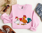 Retro Chicken Lovers Funny Vintage Valentine's Day Poultry Humor Inspired By Classic Farmhouse Style Sweatshirt