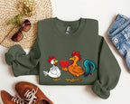 Retro Chicken Lovers Funny Vintage Valentine's Day Poultry Humor Inspired By Classic Farmhouse Style Sweatshirt
