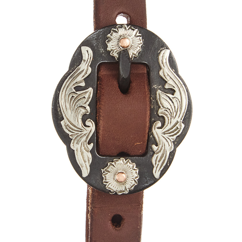 WD-SEHO-18 Heavy Oil Harness Leather Double Flower Buckle Single Ear Headstall