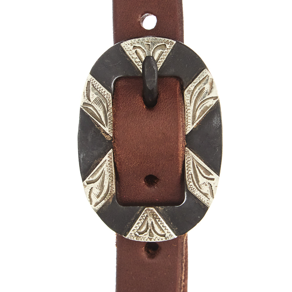 WD-SEHO-20 Heavy Oil Harness Leather Oval Silver Bar Buckle Single Ear Headstall