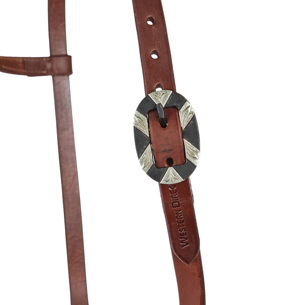 WD-SEHO-20 Heavy Oil Harness Leather Oval Silver Bar Buckle Single Ear Headstall