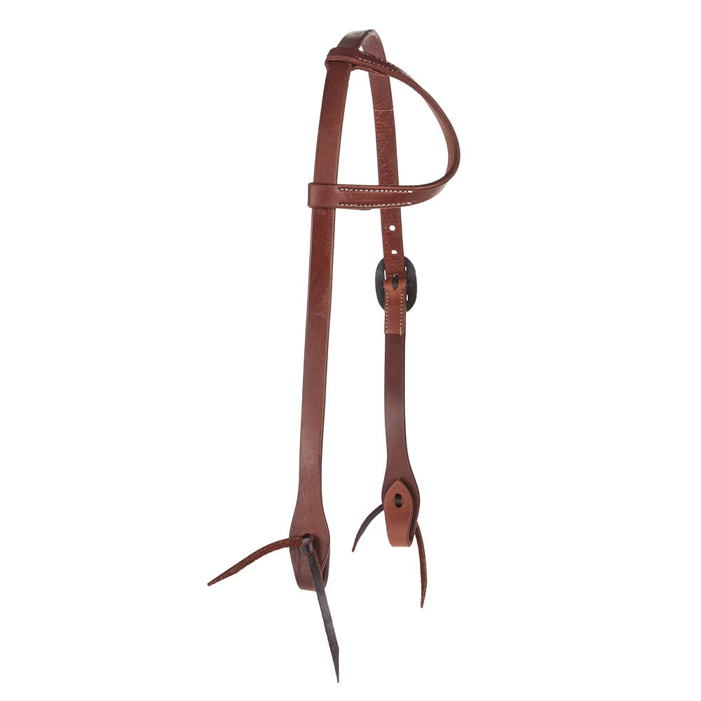 WD-SEHO-20 Heavy Oil Harness Leather Oval Silver Bar Buckle Single Ear Headstall