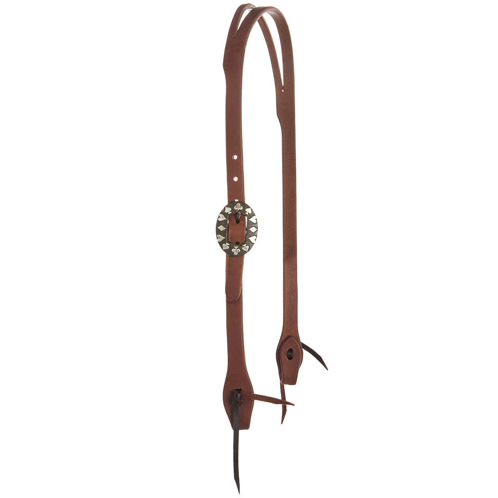 WD-SLEHO-16 Heavy Oil Harness Leather Card Suite Single Buckle Slit Ear Headstall