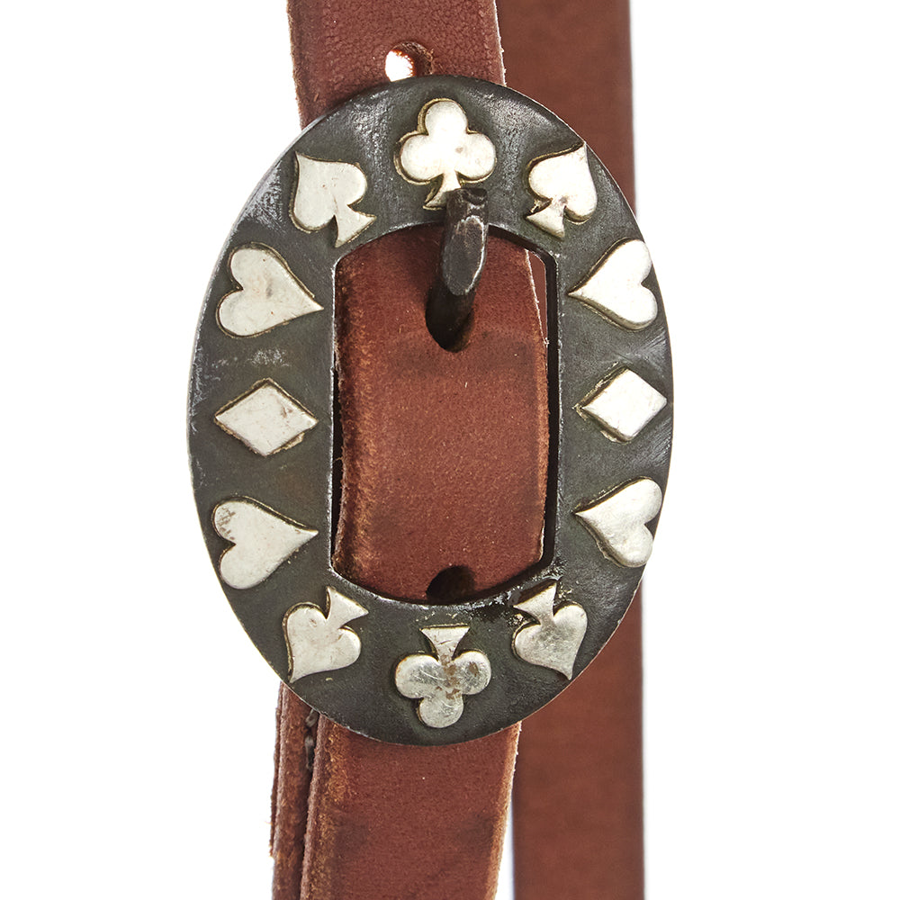 WD-SLEHO-16 Heavy Oil Harness Leather Card Suite Single Buckle Slit Ear Headstall