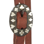 WD-SLEHO-16 Heavy Oil Harness Leather Card Suite Single Buckle Slit Ear Headstall