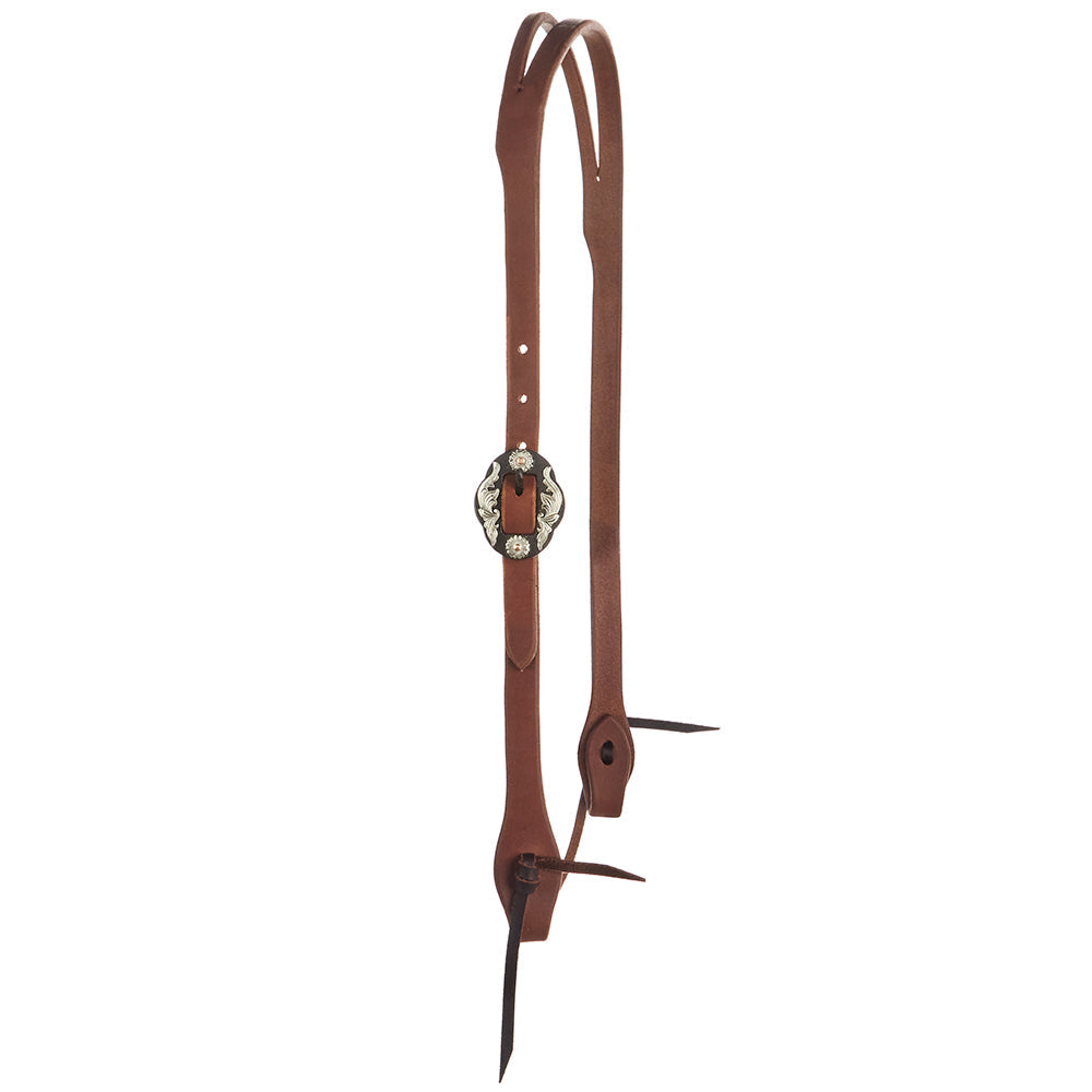 WD-SLEHO-18 Heavy Oil Harness Leather Double Flower Buckle Slit Ear Headstall