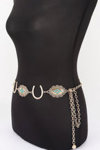 Western Horseshoe Concho Chain Belt
