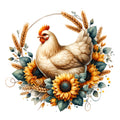 Watercolor Floral Chicken Fabric Panel 5