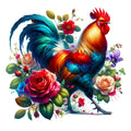 Watercolor Floral Chicken Fabric Panel 7