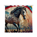 Bejeweled Horse with Long Mane Waterproof Polyester Shower Curtain