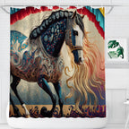 Bejeweled Horse with Long Mane Waterproof Polyester Shower Curtain