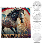 Bejeweled Horse with Long Mane Waterproof Polyester Shower Curtain
