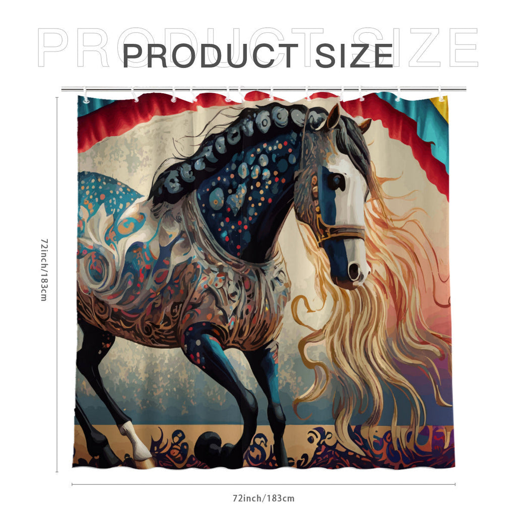 Bejeweled Horse with Long Mane Waterproof Polyester Shower Curtain