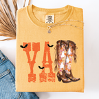 Y'all Cowboy Boots Western Halloween Autumn Fall Watercolor Graphic Comfort Colors Tee