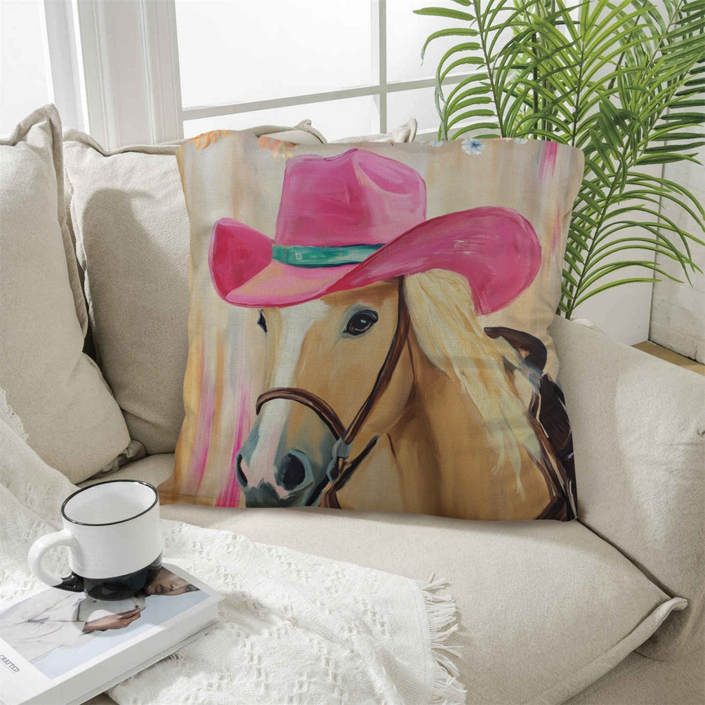 Baha Ranch Pink Cowgirl Horse Pillow Case