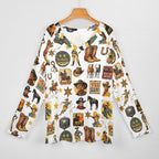 Baha Ranch Long Sleeve Vintage Cowboy Collage Top