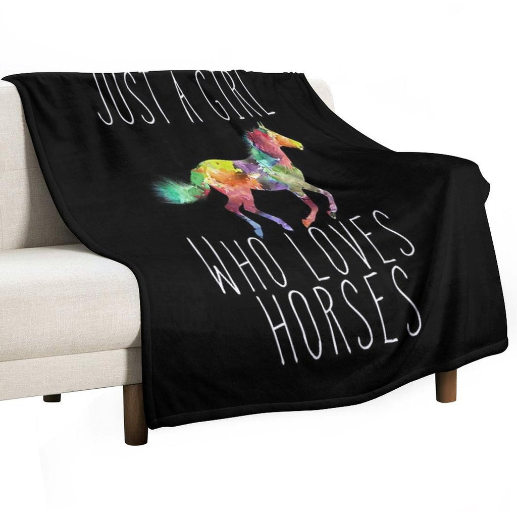 Just A Girl Who Loves Horses Throw Blanket