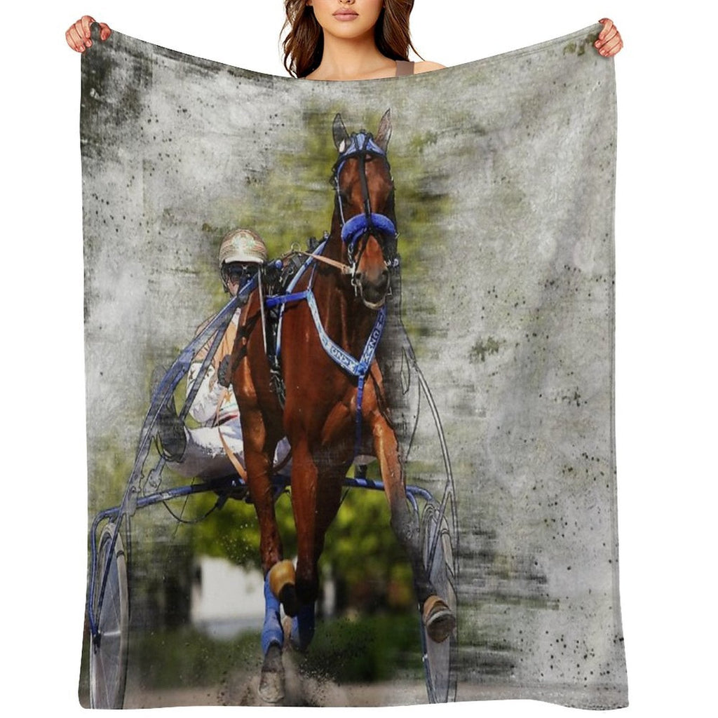 Harness Horse Cart Racing 02 Throw Blanket