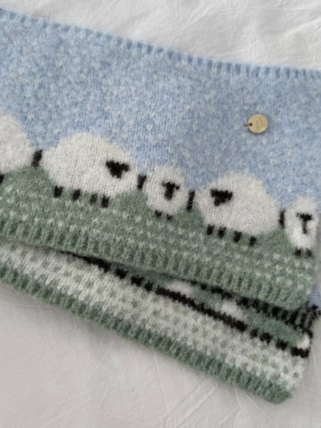 Sheep Pattern Knitted Scarf