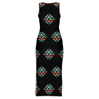 Baha Ranch Southwestern Aztec Sleeveless Bodycon Side Slit Western Maxi Dress